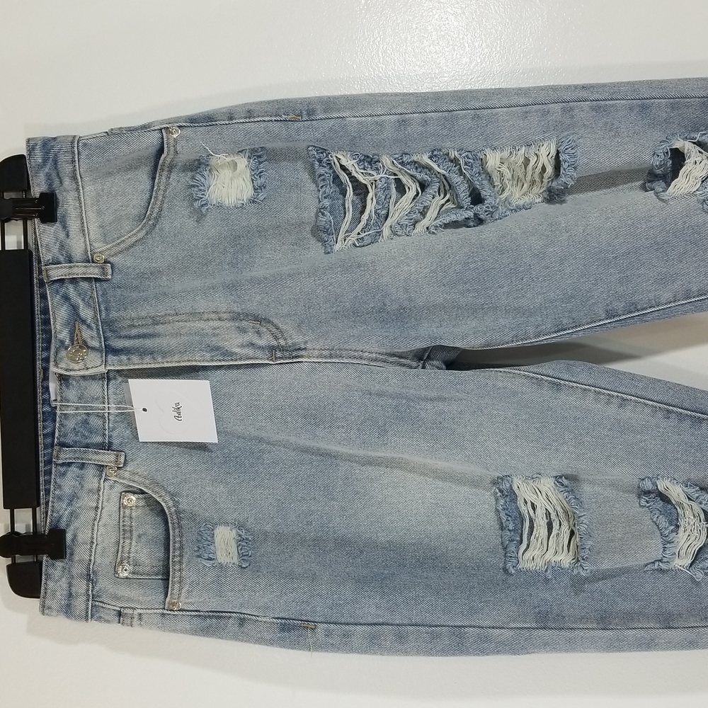 Adika Distressed Light Wash Blue Denim Jeans Medium - Picture 2 of 11